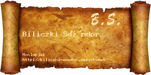 Biliczki Sándor névjegykártya